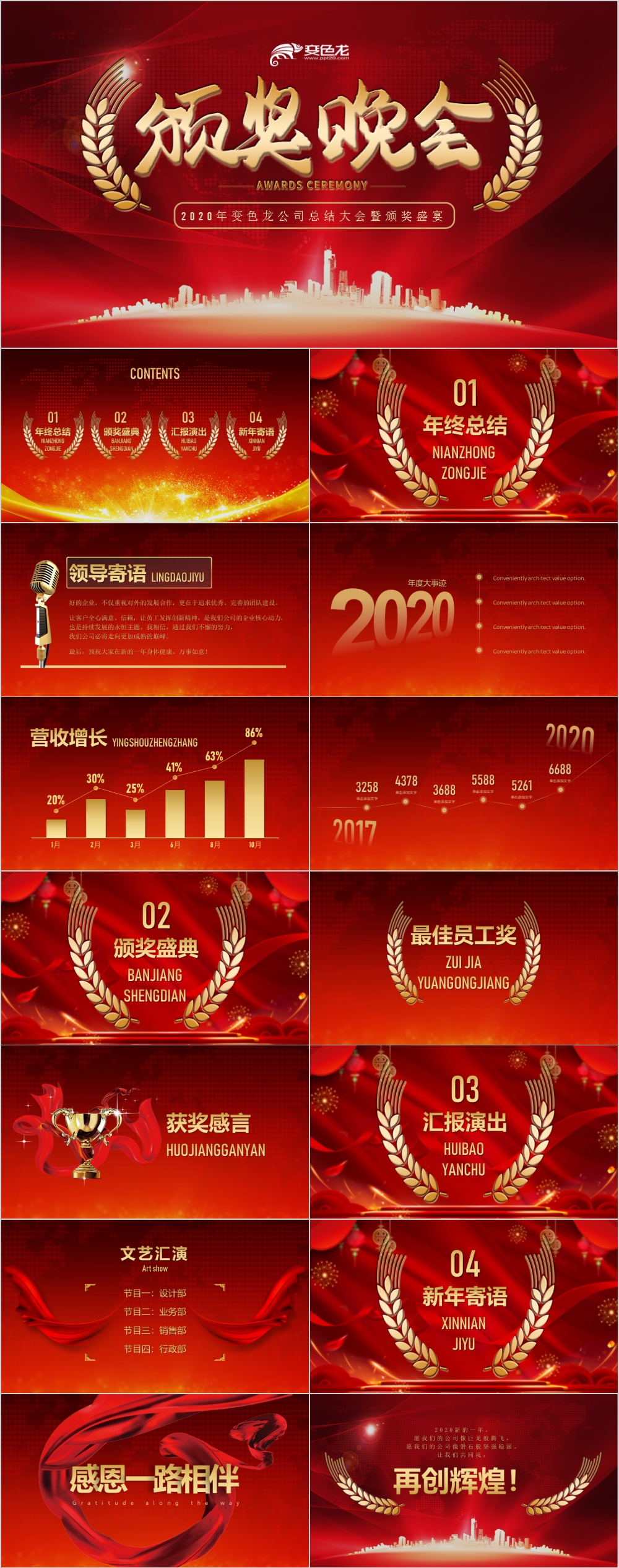 企业年终总结及颁奖典礼通用PPT模板