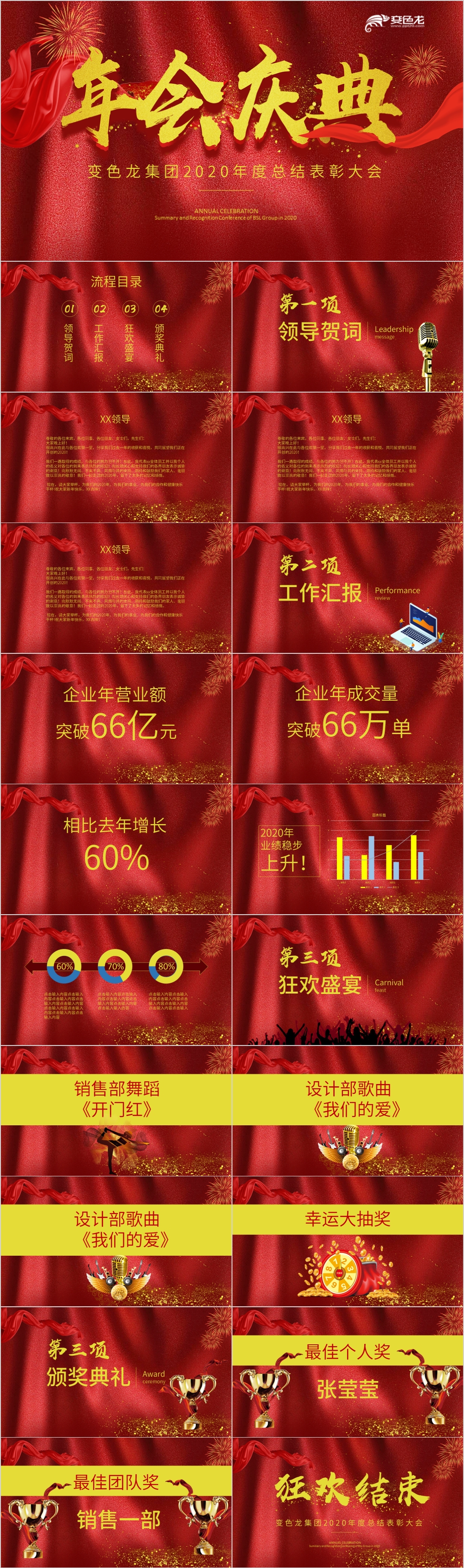 年会庆典企业年会开场颁奖典礼通用PPT模板