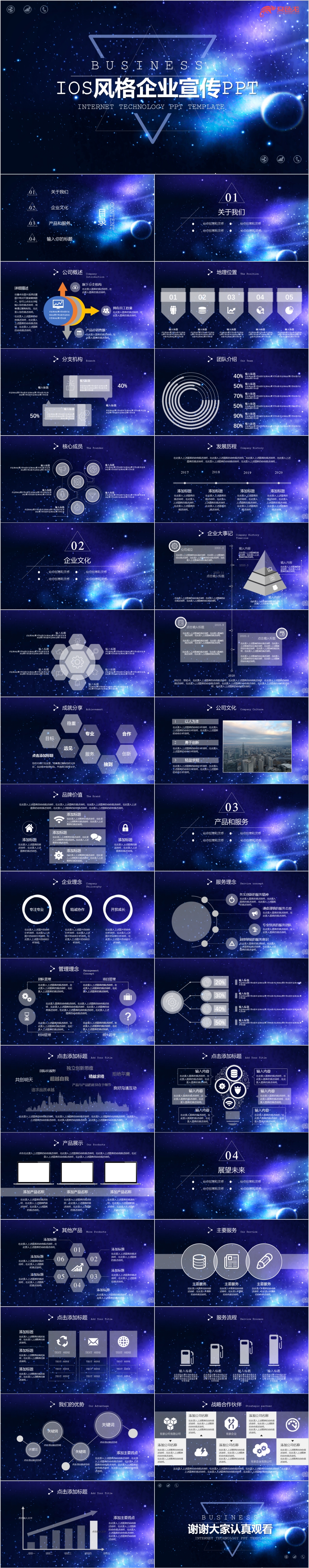 璀璨星空企业介绍宣传IOS风PPT模板