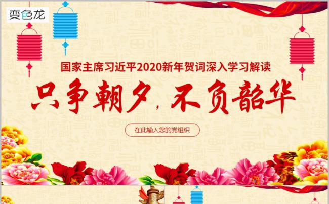 2020年新年贺词只争朝夕不负韶华党建党课党政PPT模板缩略图