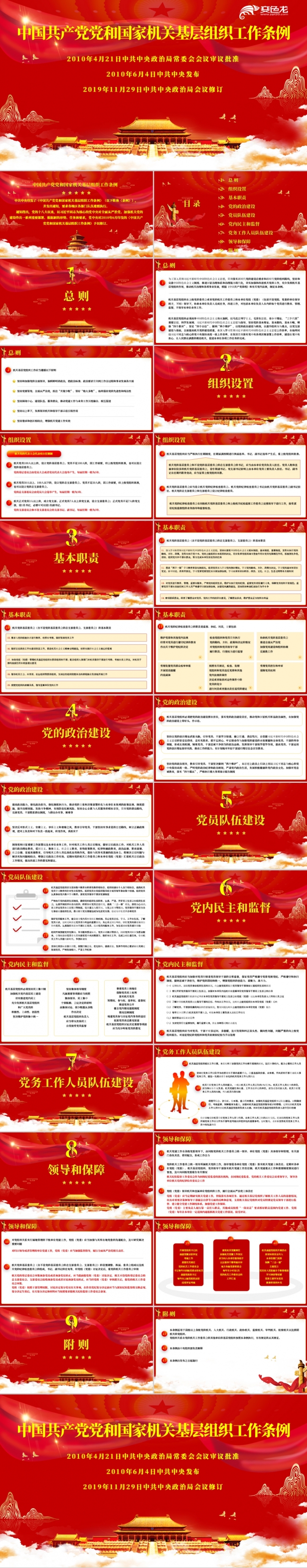 中国共产党党和国家机关基层组织工作条例PPT模板
