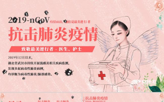 抗击肺炎新型冠状病毒致敬逆行者医生护士白衣天使公益PPT模板缩略图