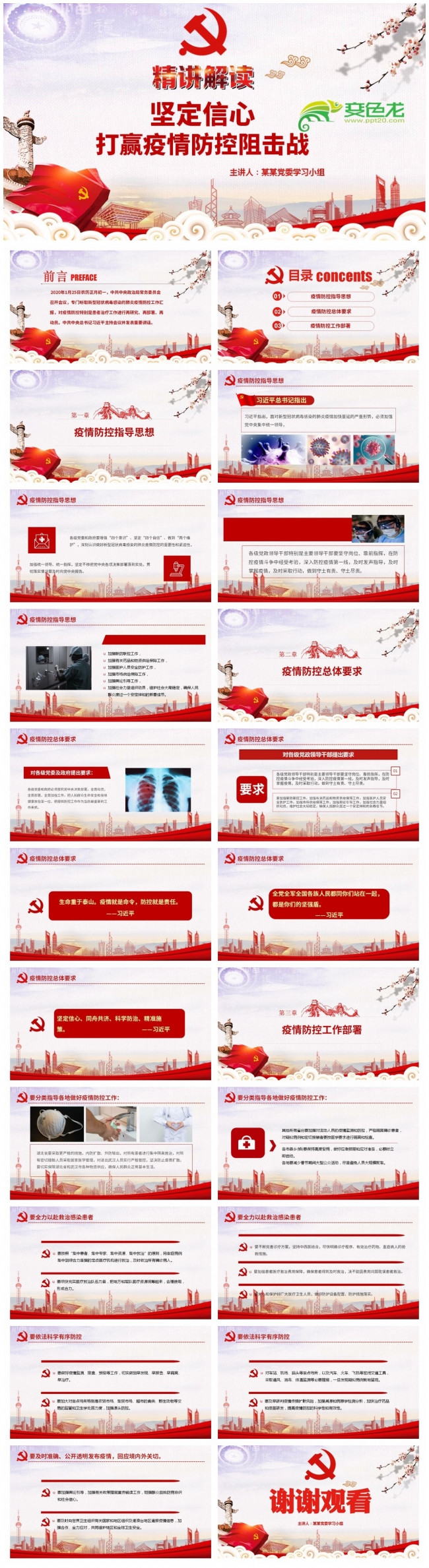 坚定信心打赢疫情防御阻击战疫情防控指导思想解读PPT模板