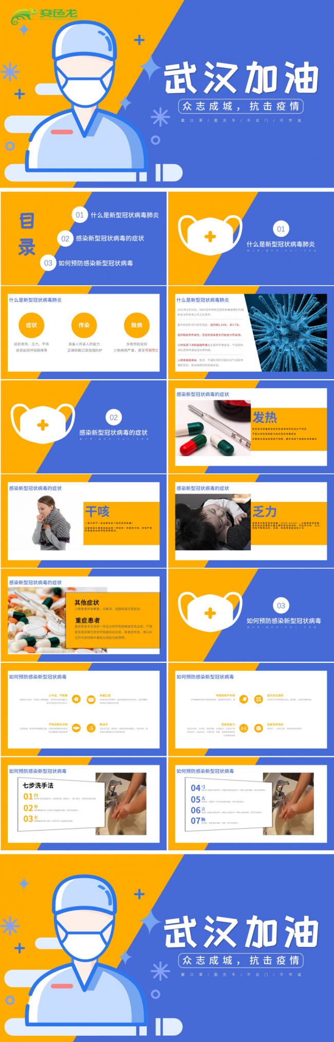 疫情防护新型冠状病毒预防学习培训课件PPT模板