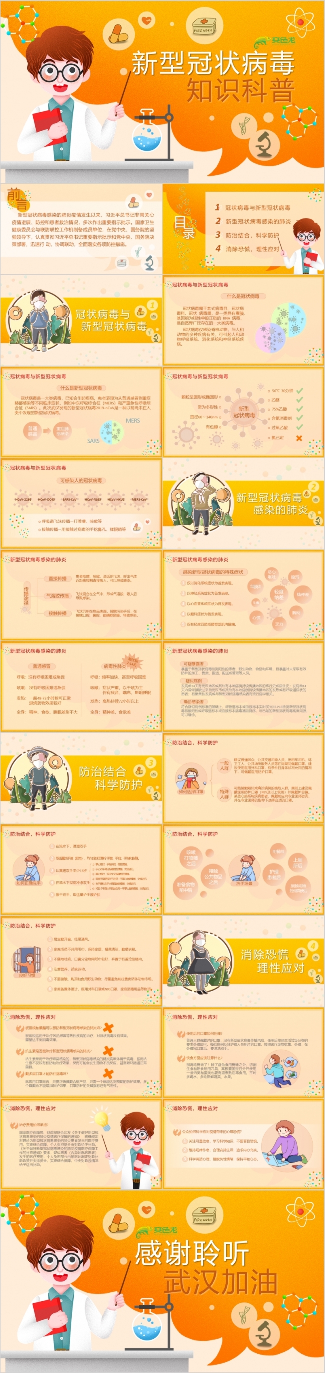 新型冠状病毒科普知识医疗卫生知识宣传培训PPT模板