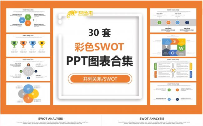 商务彩色SWOT分析图表合集PPT模板缩略图