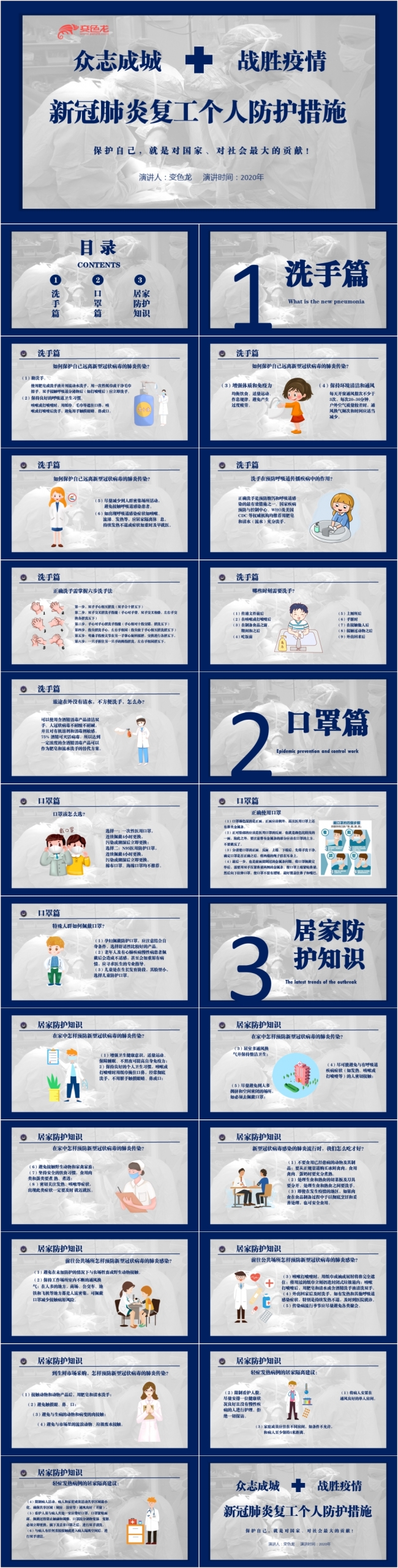 新型冠状肺炎复工个人防护措施众志成城战疫情PPT模板