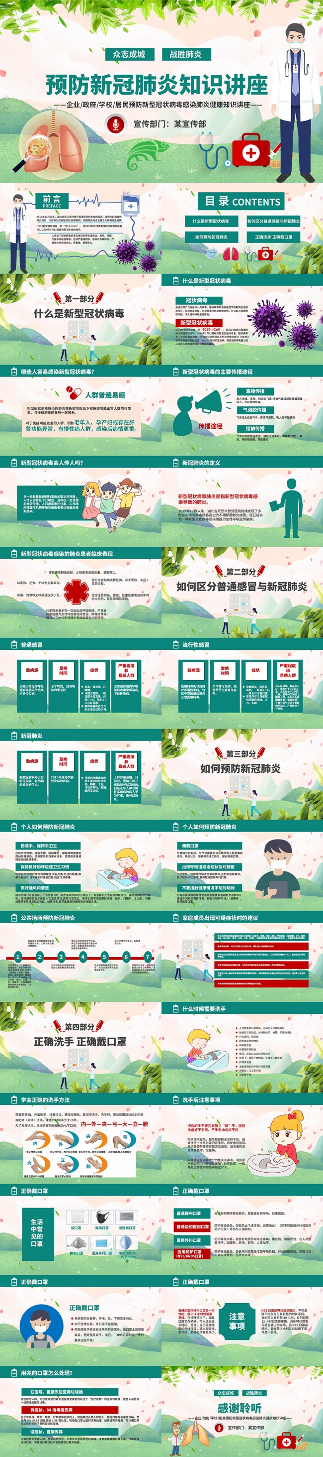 公司企业复工复产预防新冠肺炎疫情防控指南宣传PPT模板