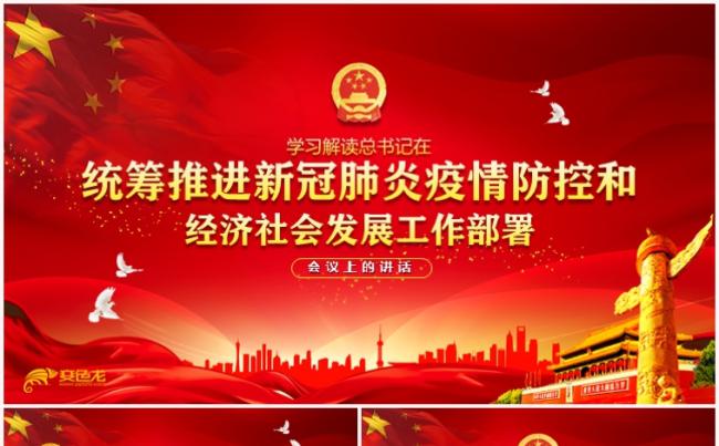 解读总书记在新冠肺炎疫情防控会议讲话党政通用PPT模板缩略图