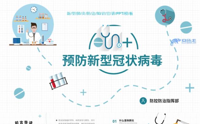 卡通简约预防新型冠状病毒知识宣讲PPT模板缩略图