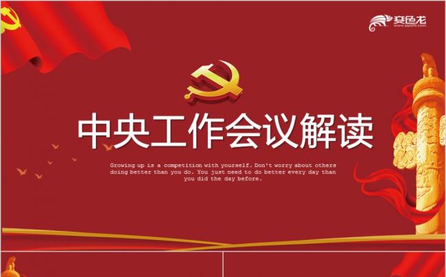 红色党政2020中央工作会议解读工作总结PPT模板缩略图