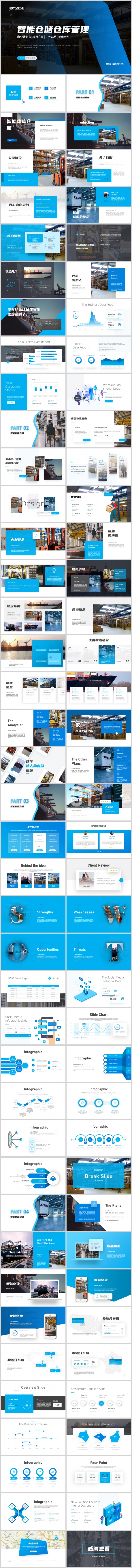 智能物流仓储仓库管理工作总结PPT模板
