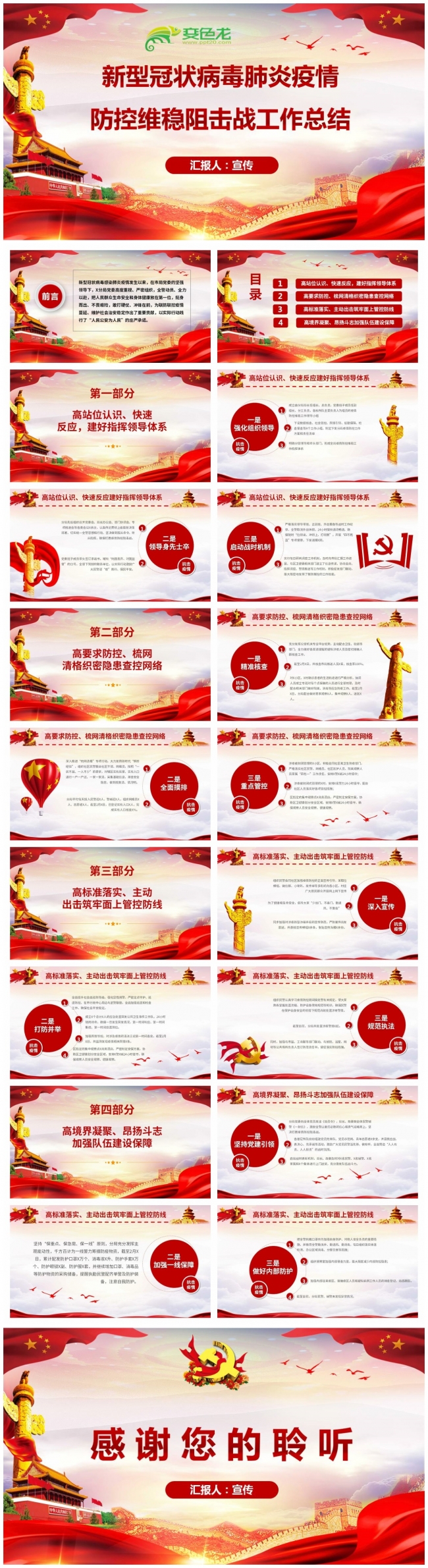 新冠肺炎疫情防控维稳阻击战工作总结PPT模板