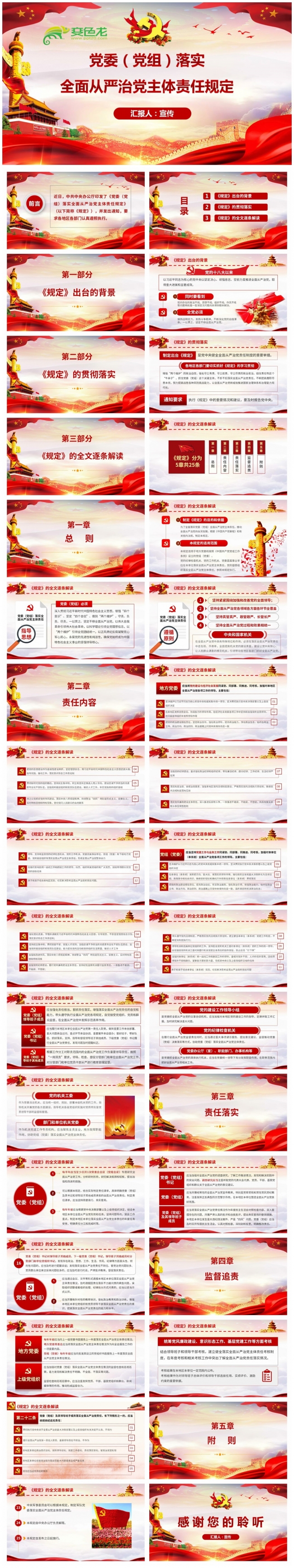 学习党委党组落实全面从严治党主体责任规定PPT模板