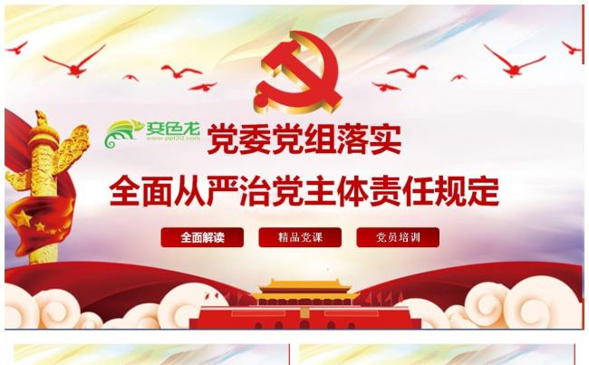 党委党组落实全面从严治党主体责任规定PPT模板缩略图