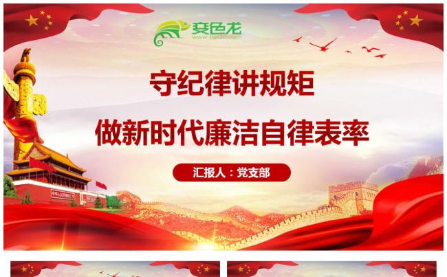 守纪律讲规矩做新时代廉洁自律表率党建课件学习PPT模板缩略图