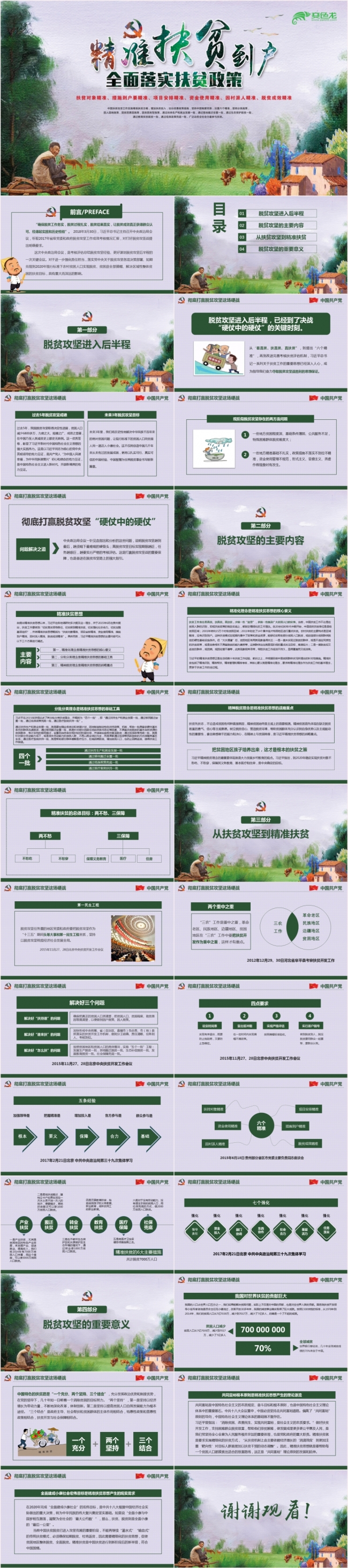 精准扶贫到户全民落实扶贫政策PPT模板