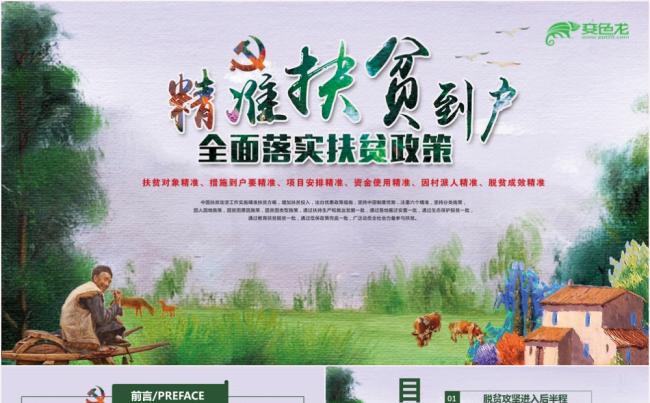 精准扶贫到户全民落实扶贫政策PPT模板缩略图