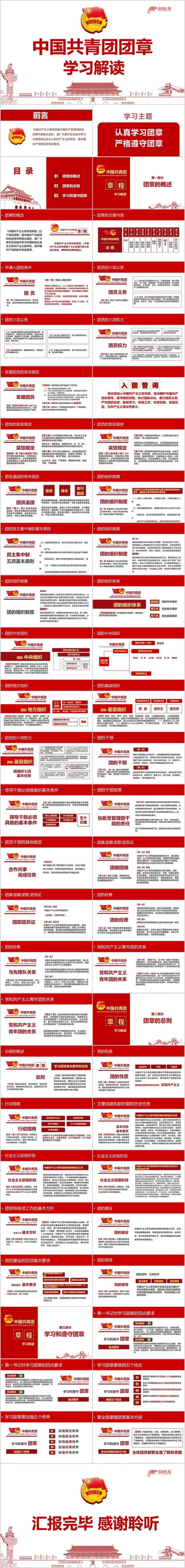 党政红色中国共青团团章学习解读PPT模板