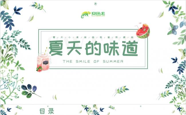 小清新夏天的味道你好夏天通用PPT模板缩略图