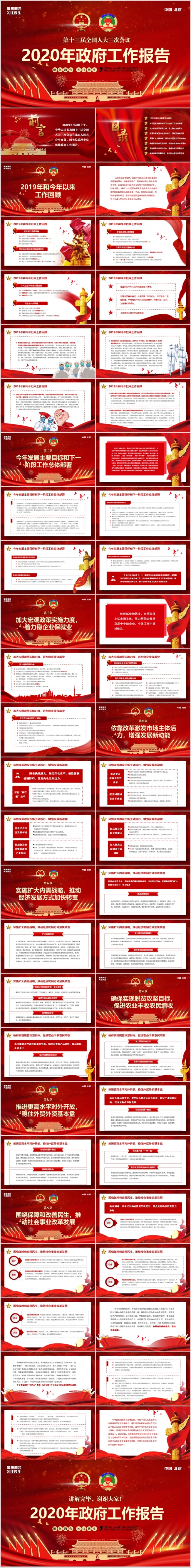 全国两会十三届全国人大三次会议2020政府工作报告PPT模板
