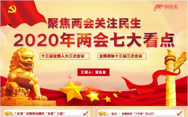 聚焦两会关注民生2020年两会七大看点PPT模板缩略图