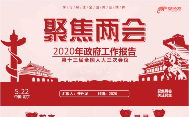第十三届全国人大三次会议2020年政府工作报告PPT模板缩略图