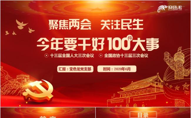 关注民生聚焦两会今年要干好100件大事PPT模板缩略图