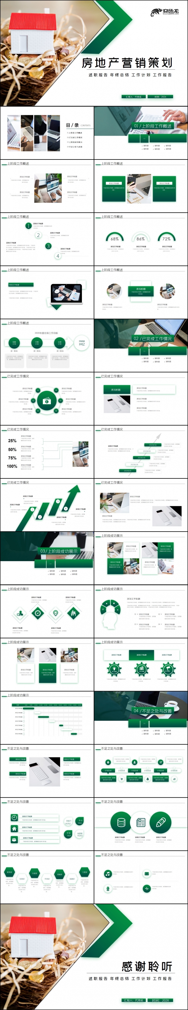 简约创意绿色房地产营销策划方案计划书品牌宣传PPT模板