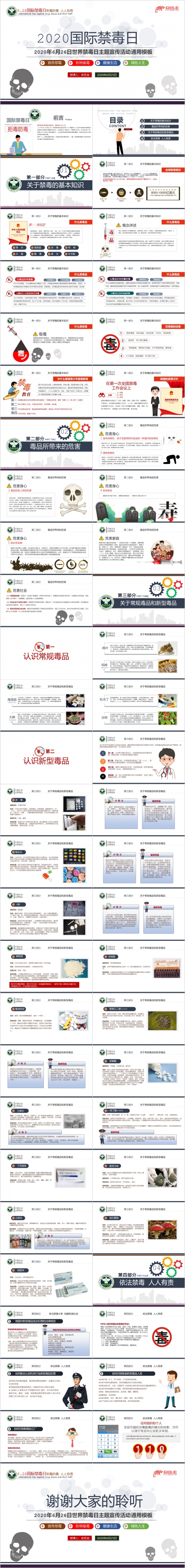 2020国际禁毒日珍爱生命远离毒品教育宣讲通用PPT模板