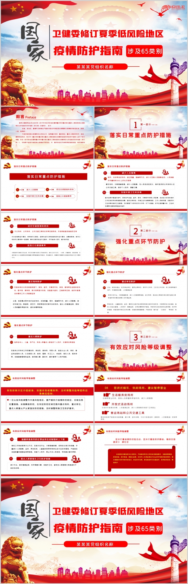 卫健委修订夏季低风险地区疫情防护指南PPT模板