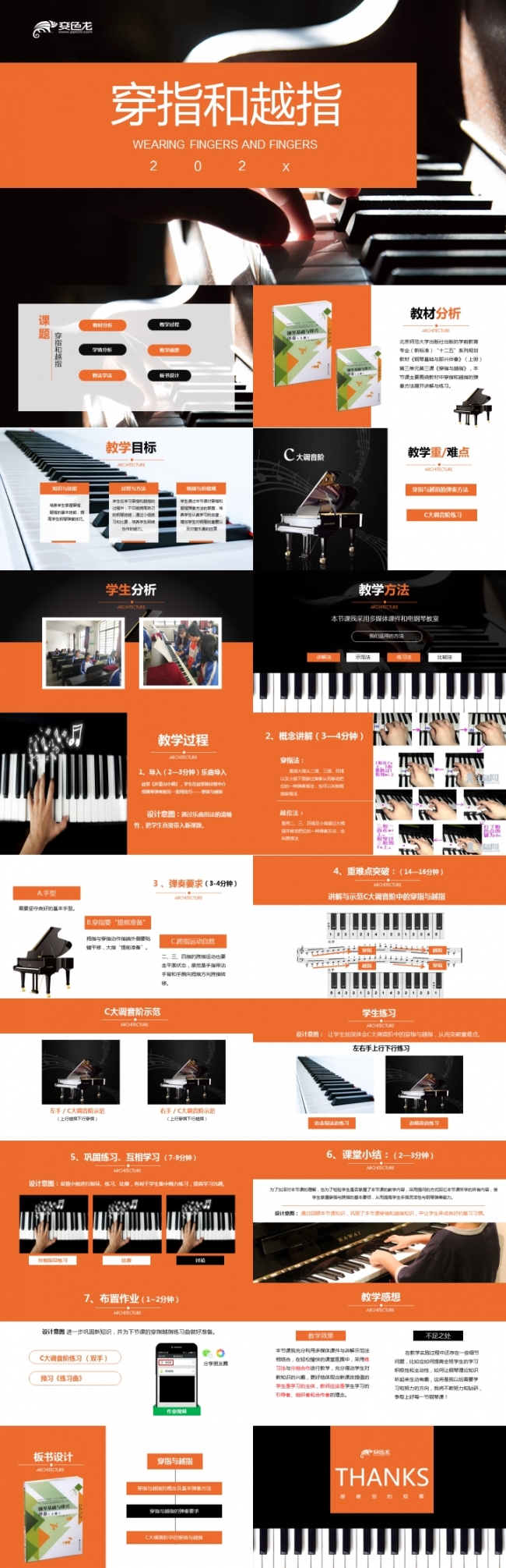 简约商务风钢琴教学培训课件PPT模板