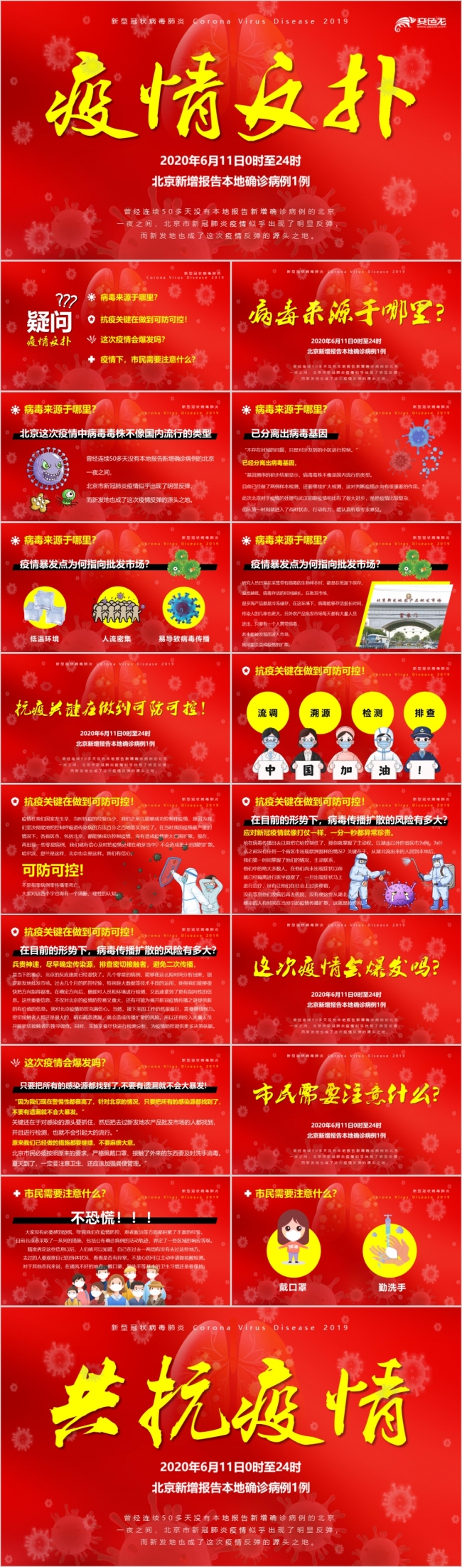 疫情反扑新型冠状病毒肺炎疫情防控PPT模板