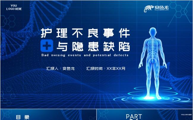 蓝色清新卡通护理不良事件与隐患缺陷培训PPT模板缩略图