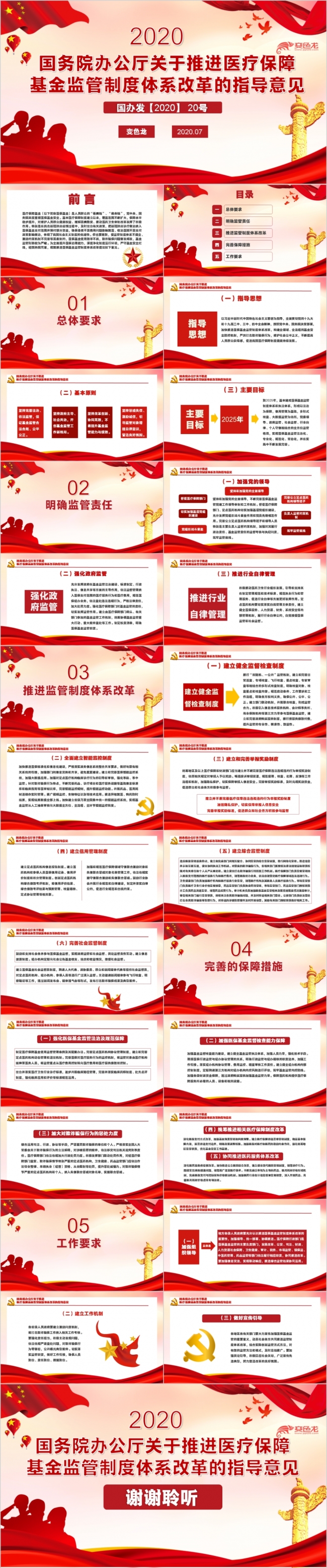 关于推进医疗保障基金监管制度体系改革指导意见PPT模板