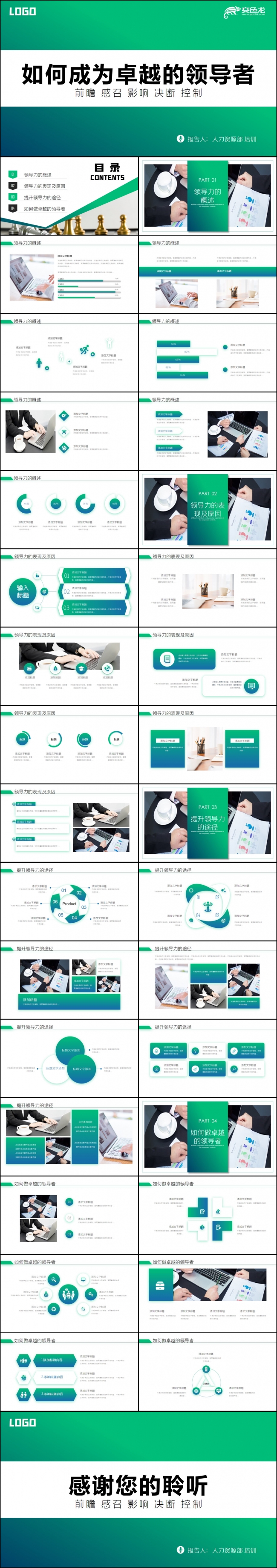 蓝色简约企业管理领导力培训PPT模板