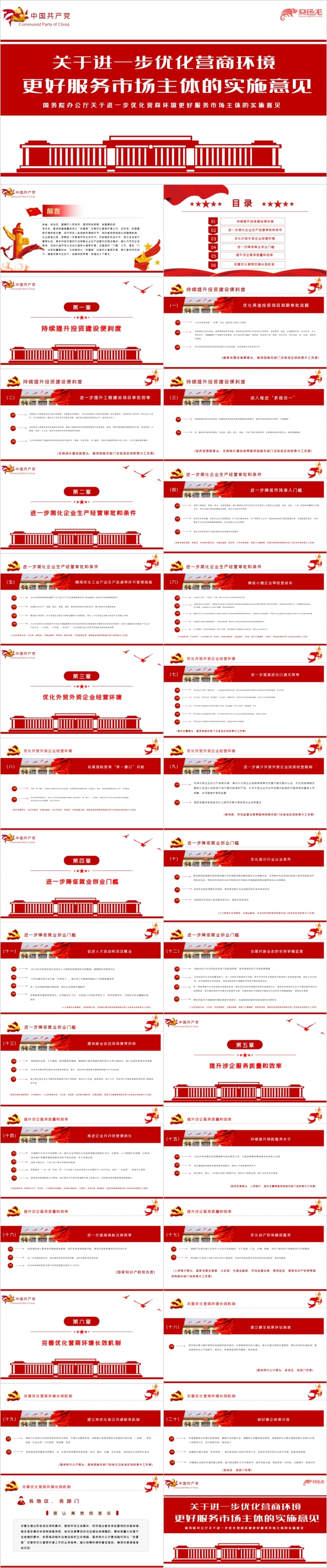 关于进一步优化营商环境更好服务市场主体的实施PPT模板