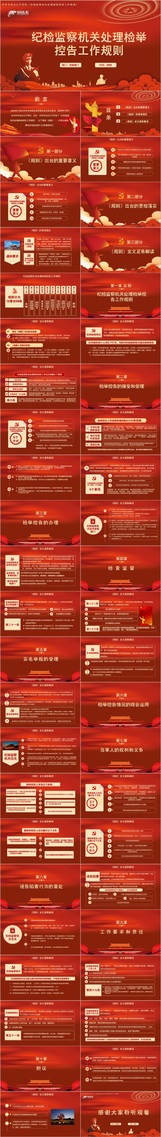 红色纪检监察机关处理检举控告工作规则学习解读PPT模板