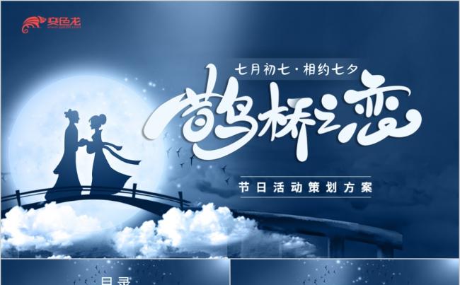 蓝色浪漫唯美星空七夕情人节活动策划演示PPT模板缩略图