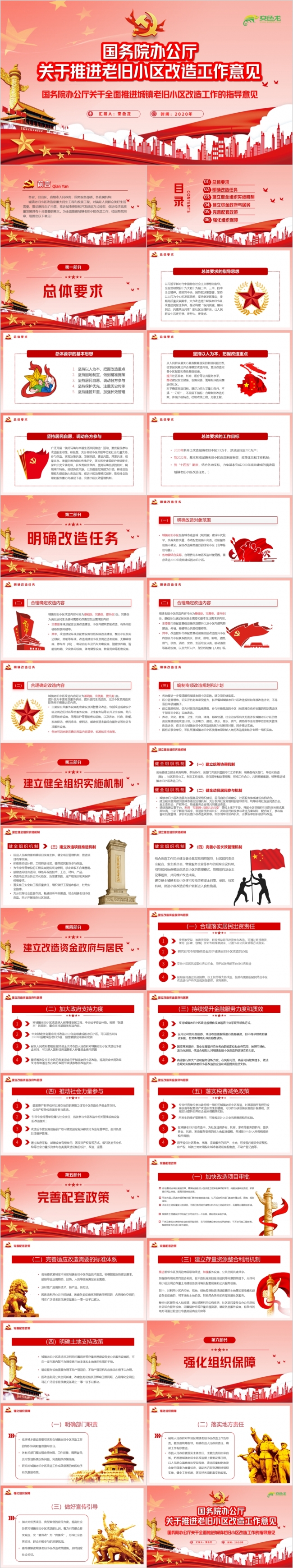国务院推进城镇老旧小区改造工作的指导意见党课PPT模板