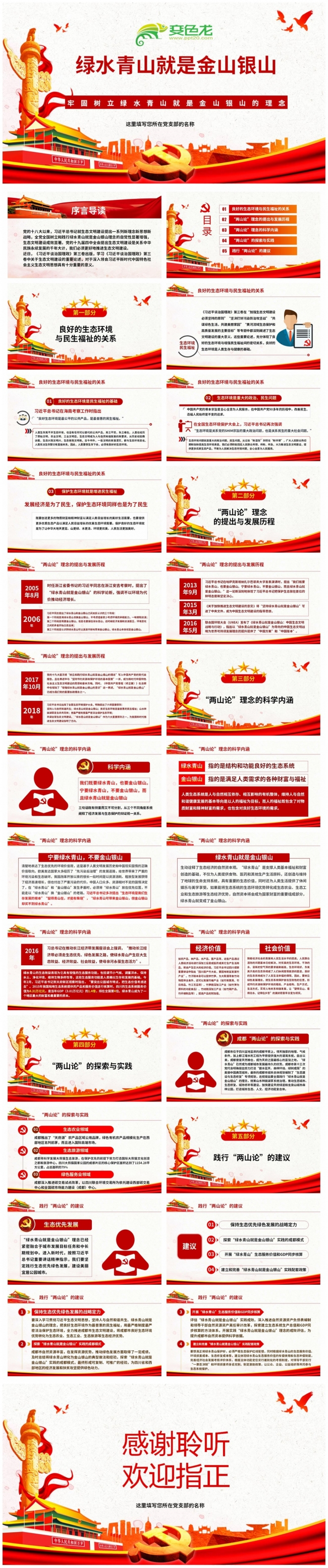 牢固树立绿水青山就是金山银山的理念PPT模板