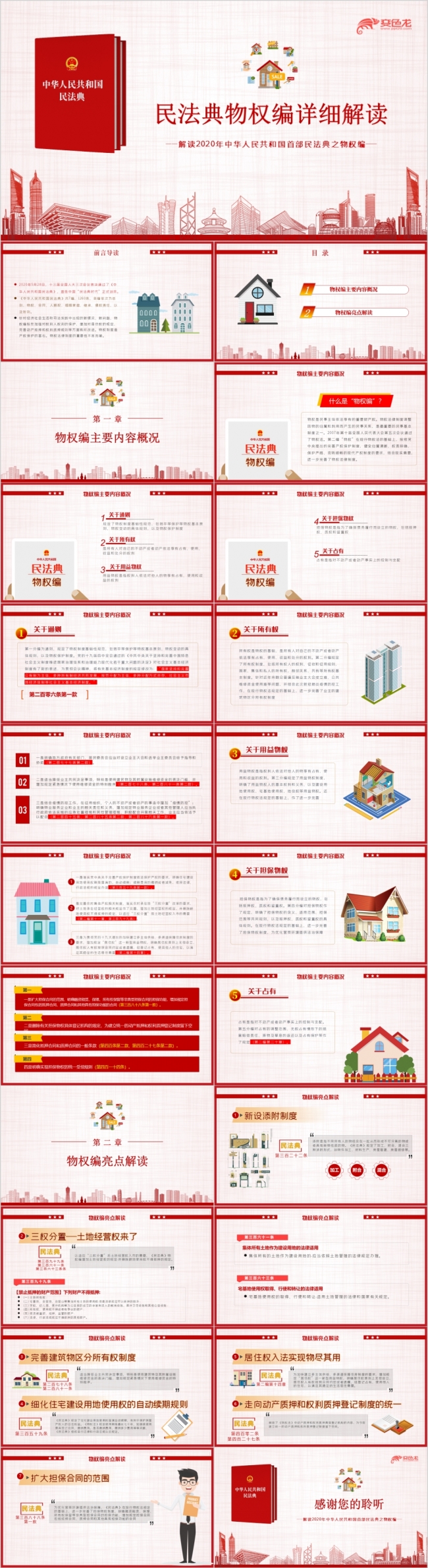 红色微党课2020民法典物权编党政住建学习解读ppt模板