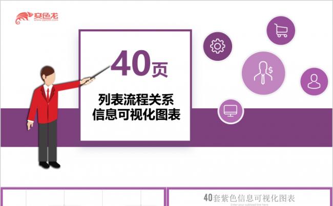 40套紫色商务风信息可视化PPT图表模板缩略图