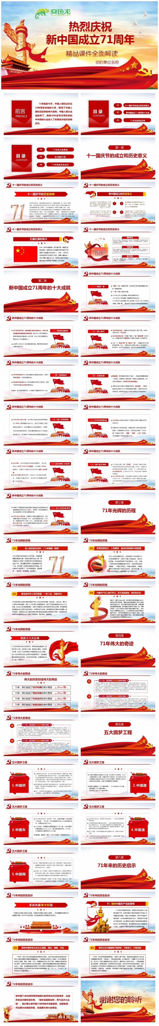 热烈庆祝新中国成立71周年壮丽71载奋进新时代PPT模板