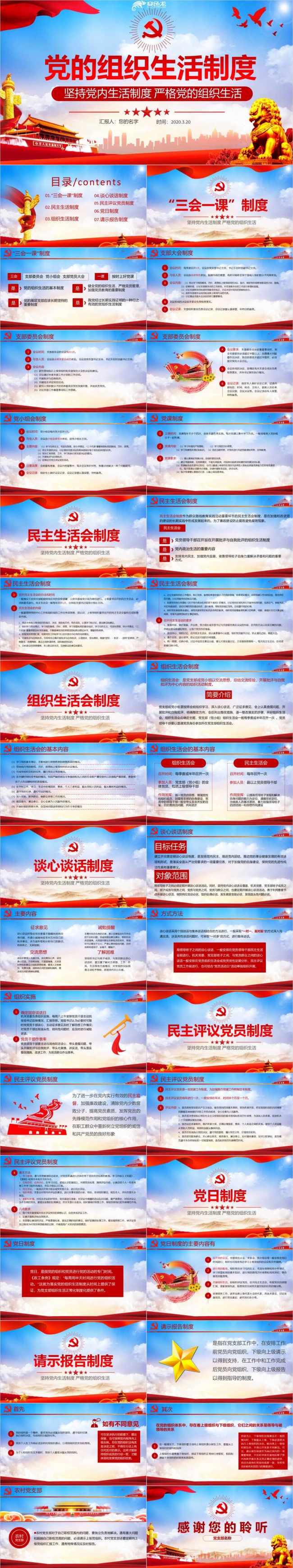 2020年新款党的组织生活如何过党课主题PPT模板