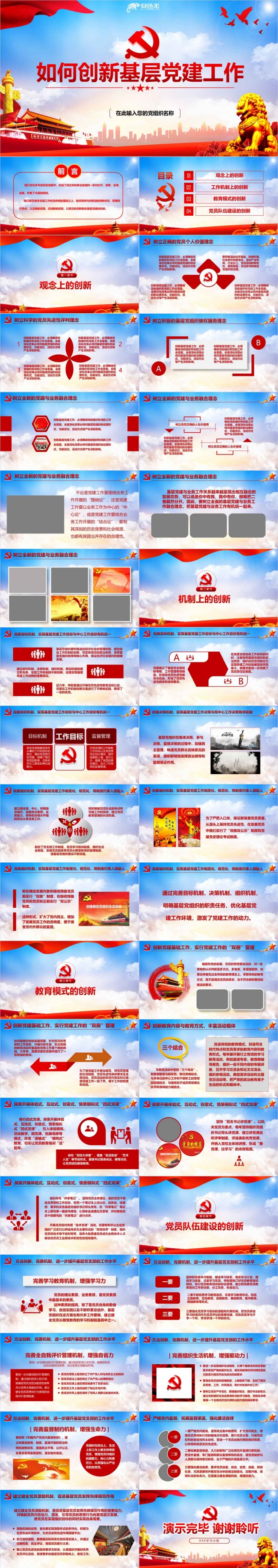 2020年党支部党组织基层党建创新工作培训课件ppt模板
