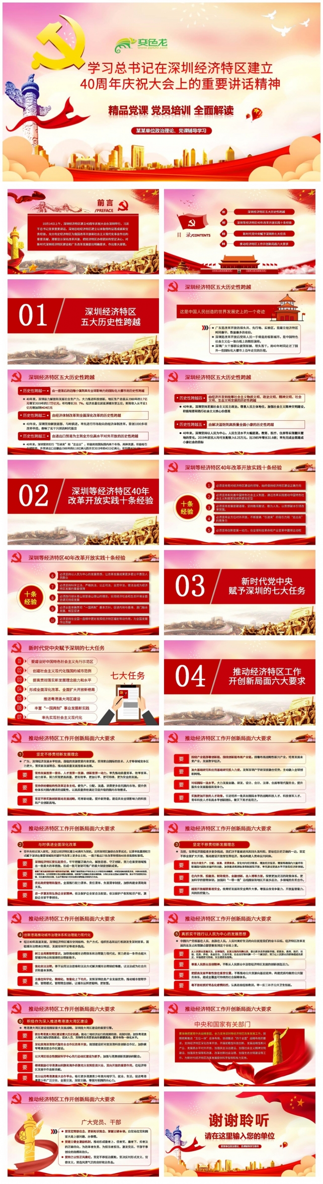 总书记在深圳经济特区建立40周年庆祝大会的重要讲话PPT模板