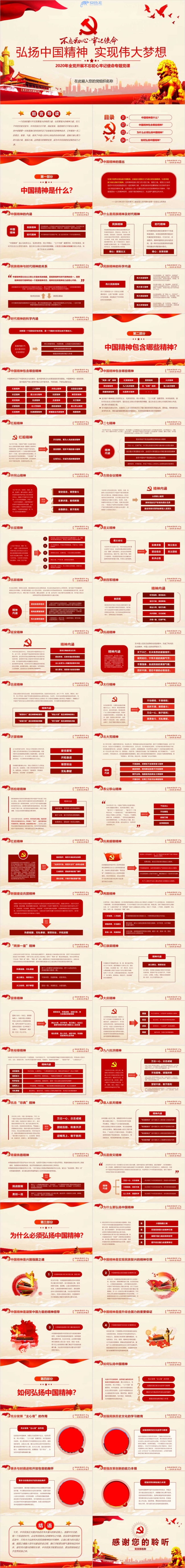 弘扬中国精神新时代爱国奋斗党课学习PPT模板
