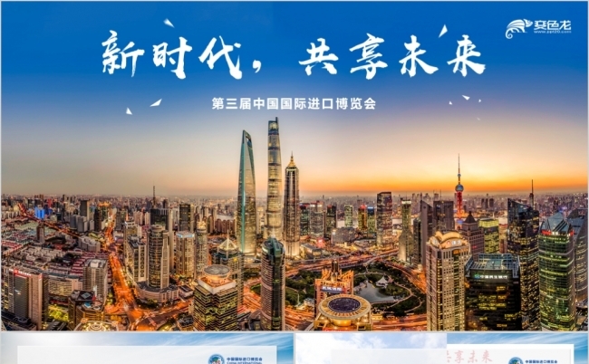 蓝色经典第三届中国国际进口博览会PPT模板缩略图