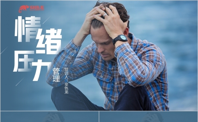 蓝色欧美风情绪与压力管理培训PPT模板缩略图